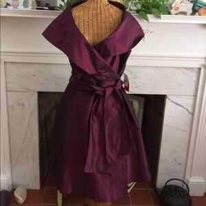 Bigio Collection Bordeau Wine Silk Wrap Dress